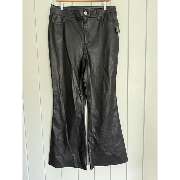 NWT INC International Concepts Pants Black Faux Leather Boot Cut Size 16 NEW - Picture 1 of 6